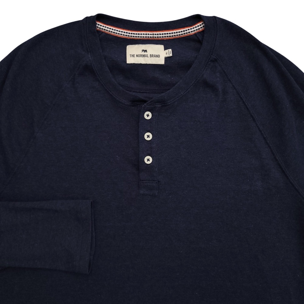 Normal Brand Shirt Mens XL Navy Blue Puremeso Everyday Henley Raglan‎